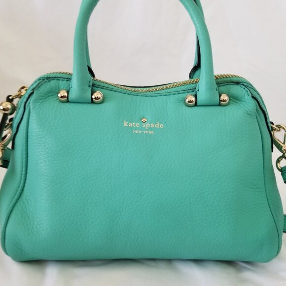 Kate Spade Soft Pebbled Leather Green Satchel Purse Charles Street - Picture 1 of 8